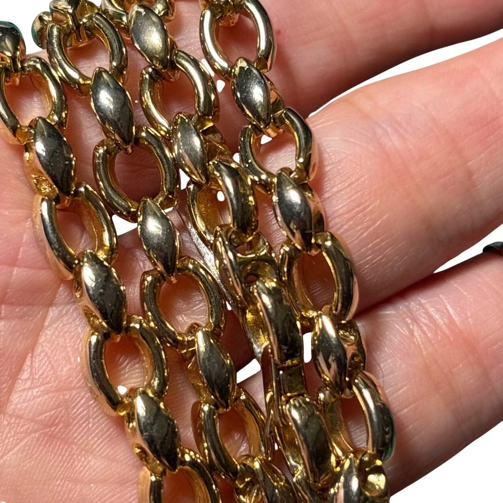 Chain Necklace Gold Silver Two-Tone Chunky Oval Link 18 Inch Statement Jewelry